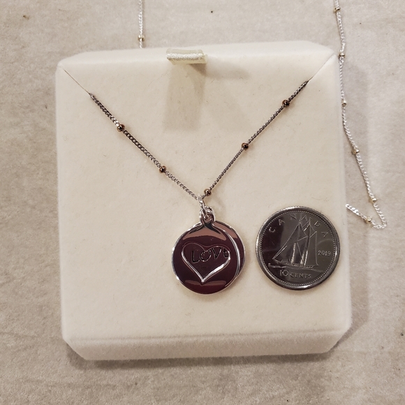 2/$30 Sterling silver "Argento Vivo" Love pendant necklace. - Picture 8 of 10